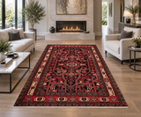 24306-Hamadan Hand-Knotted/Handmade Persian Rug/Carpet Tribal/Authentic/ Size: 8'0" x 5'1" / 244cm x 155cm