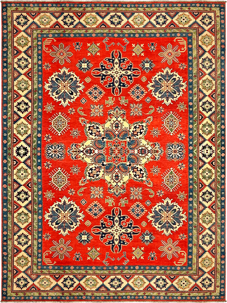 22421 - Kazak Hand-Knotted/Handmade Afghan Tribal/Nomadic Authentic/Size: 13'7" x 10'2"/ 414cm x 310cm