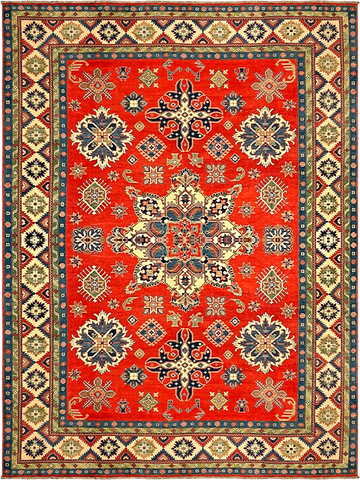 22421 - Kazak Hand-Knotted/Handmade Afghan Tribal/Nomadic Authentic/Size: 13'7" x 10'2"/ 414cm x 310cm