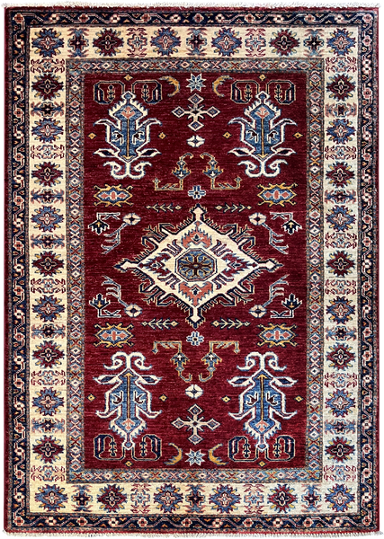 22446 -Royal Kazak Hand-Knotted/Handmade Afghan Tribal/Nomadic authentic/Size: 4'9" x 3'4"/ 145cm x 102cm