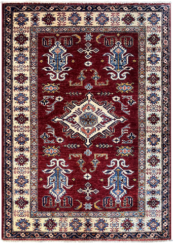 22446 -Royal Kazak Hand-Knotted/Handmade Afghan Tribal/Nomadic authentic/Size: 4'9" x 3'4"/ 145cm x 102cm