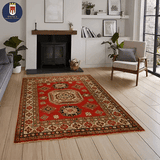 22460 - Kazak Hand-Knotted/Handmade Afghan Tribal/Nomadic Authentic/Size: 5'5" x 5'1"/ 165cm x 155cm