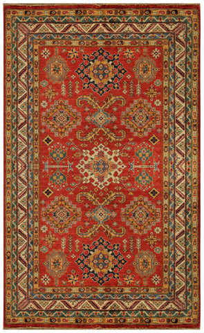 22461 -  Royal Kazak Hand-Knotted/Handmade Afghan Tribal/Nomadic Authentic/Size: 6'10" x 5'1"/ 208cm x 155cm