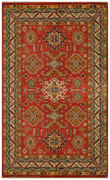 22461 -  Royal Kazak Hand-Knotted/Handmade Afghan Tribal/Nomadic Authentic/Size: 6'10" x 5'1"/ 208cm x 155cm