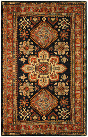 22462 - Royal Kazak Hand-Knotted/Handmade Afghan Tribal/Nomadic Authentic/Size: 6'9" x 4'9"/ 206cm x 145cm