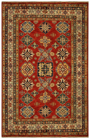 22468 -Royal Kazak Hand-Knotted/Handmade Afghan Tribal/Nomadic Authentic/Size: 6'6" x 4'11"/ 198cm x 150cm