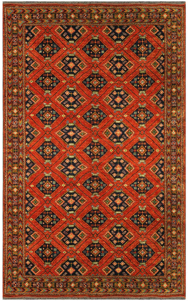 22513 - Royal Khal Mohammad Hand-Knotted/Handmade Afghan Rug/Carpet/Traditional/Authentic/Size: 6'7" x 5'0"/ 201cm x 152cm