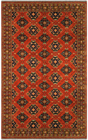 22513 - Royal Khal Mohammad Hand-Knotted/Handmade Afghan Rug/Carpet/Traditional/Authentic/Size: 6'7" x 5'0"/ 201cm x 152cm