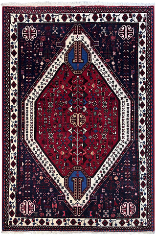 22906 - Abadeh Hand-Knotted/Handmade Persian Rug/Carpet/Tribal/Nomadic Authentic/Size: 4'11" x 3'3"/ 150cm x 99cm