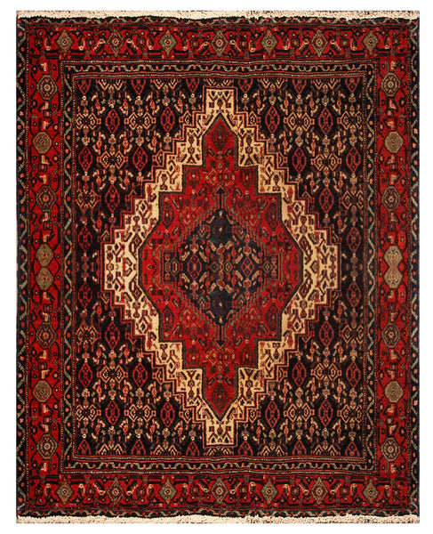 22935 - Senneh Hand-Knotted/Handmade Persian Rug/Carpet Tribal/Nomadic Authentic/Size: 5'1" x 3'11"/ 155cm x 119cm