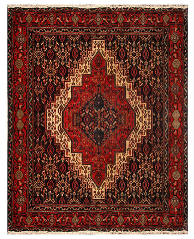 22935 - Senneh Hand-Knotted/Handmade Persian Rug/Carpet Tribal/Nomadic Authentic/Size: 5'1" x 3'11"