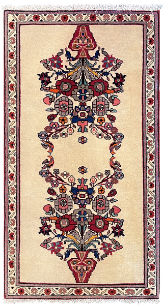 23066- Abadeh Hand-Knotted/Handmade Persian Rug/Tribal/Nomadic/Carpet Authentic/Size: 3'8" x 1'11"/ 112cm x 58cm
