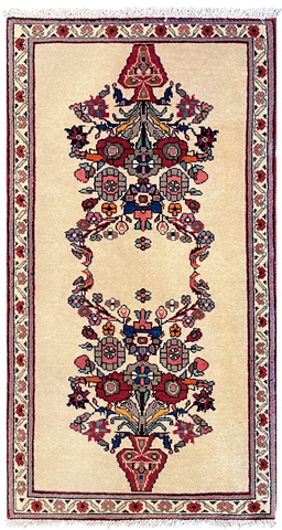 23066- Abadeh Hand-Knotted/Handmade Persian Rug/Tribal/Nomadic/Carpet Authentic/Size: 3'8" x 1'11"/ 112cm x 58cm