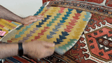 23220 - Kelim Hand-Woven/Flat Weaved/Handmade Afghan Kelim Pillow Cover/Carpet Tribal/Nomadic Authentic/Size: 1'8" x 1'8"
