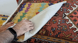 23243 - Kelim Hand-Woven/Flat Weaved/Handmade Afghan Kelim Pillow Cover/Carpet Tribal/Nomadic Authentic/Size: 1'8" x 1'8"