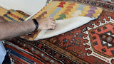23311 - Kelim Hand-Woven/Flat Weaved/Handmade Afghan Kelim Pillow Cover/Carpet Tribal/Nomadic Authentic/Size: 1'8" x 1'8"