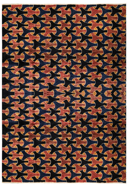 23698 - Chobi Ziegler Afghan Hand-Knotted Contemporary/Traditional/ Size: 9'5" x 6'7"
