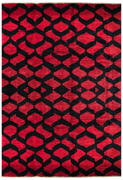 23699 - Chobi Ziegler Afghan Hand-Knotted Contemporary/Traditional/ Size:  9'10" x 6'8"
