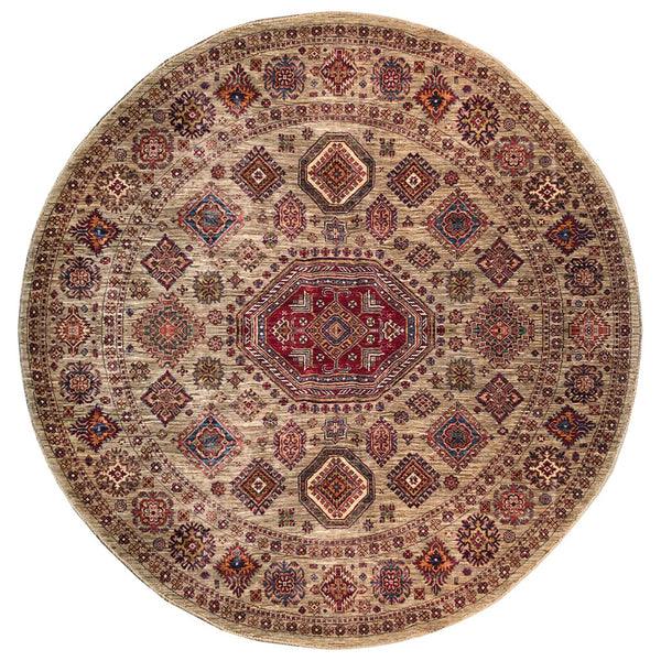 23817- Kazak Afghan Hand-knotted Contemporary/Nomadic/Tribal Carpet/Rug/ Size: 8'1" x 8'0"
