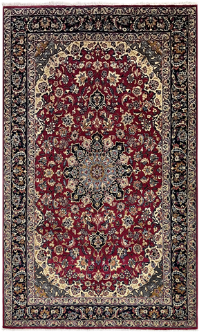 24267- Isfahan Persian Hand-Knotted Authentic/Traditional Carpet/Rug/ Size: 8'5'' x 5'0''