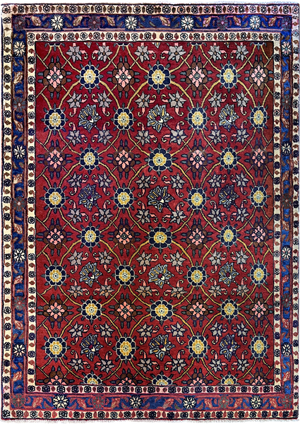 24286- Kashan Handmade/Hand-Knotted Persian Rug/ Traditional Carpet Authentic/ Size: 4'8" x 3'4"