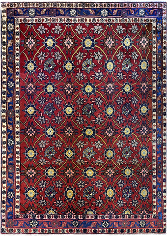 24286- Kashan Handmade/Hand-Knotted Persian Rug/ Traditional Carpet Authentic/ Size: 4'8" x 3'4"