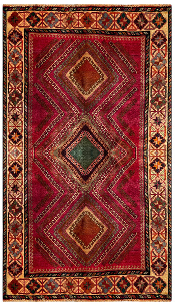 24297 - Shiraz Hand-Knootted/Handmade Persian Rug/Carpet Tribal/Nomadic Authentic/Size: 7'0" x 4'11"