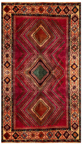 24297 - Shiraz Hand-Knootted/Handmade Persian Rug/Carpet Tribal/Nomadic Authentic/Size: 7'0" x 4'11"