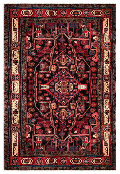 24306-Hamadan Hand-Knotted/Handmade Persian Rug/Carpet Tribal/Authentic/ Size: 8'0" x 5'1"