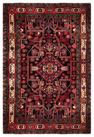 24306-Hamadan Hand-Knotted/Handmade Persian Rug/Carpet Tribal/Authentic/ Size: 8'0" x 5'1"