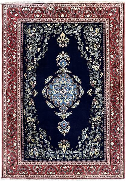 24334- Kashan Handmade/Hand-Knotted Persian Rug/ Traditional Carpet Authentic/ Size: 6'9" x 4'8"