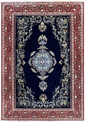 24334- Kashan Handmade/Hand-Knotted Persian Rug/ Traditional Carpet Authentic/ Size: 6'9" x 4'8"