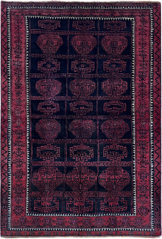 24354-Balutch Hand-Knotted/Handmade Persian Rug/Carpet Tribal/Nomadic Authentic/ Size: 6'2" x 4'2"