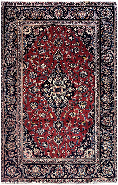 24374- Kashan Handmade/Hand-Knotted Persian Rug/ Traditional Carpet Authentic/ Size: 5'3" x 3'4"