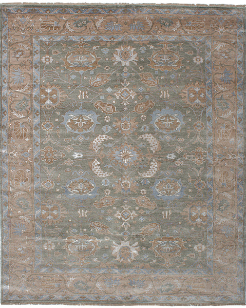 26836- Royal Ushak Hand-Knotted/Handmade Indian Rug/Carpet Traditional/Authentic/Size: 9'11" x 8'0"