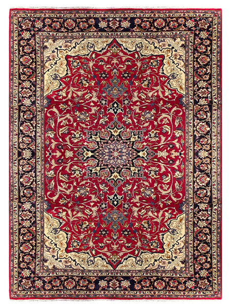 25782- Isfahan Persian Hand-Knotted Authentic/Traditional Carpet/wool pile/cotton base/Rug / Size: 11'1" x 8'0"