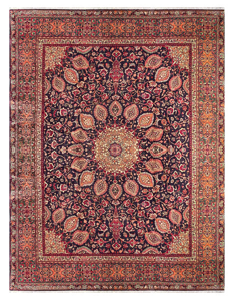 25796-Mashad Hand-Knotted/Handmade Persian Rug/Carpet Traditional Authentic/ Size: 13'0" x 9'9"/396cm x 217cm