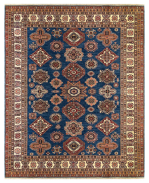 25842-Royal Kazak Hand-Knotted/Handmade Afghan Rug/Carpet Tribal/Nomadic Authentic/ Size: 10'2" x 8'1"/310cm x 246cm