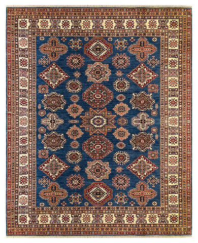 25842-Royal Kazak Hand-Knotted/Handmade Afghan Rug/Carpet Tribal/Nomadic Authentic/ Size: 10'2" x 8'1"/310cm x 246cm