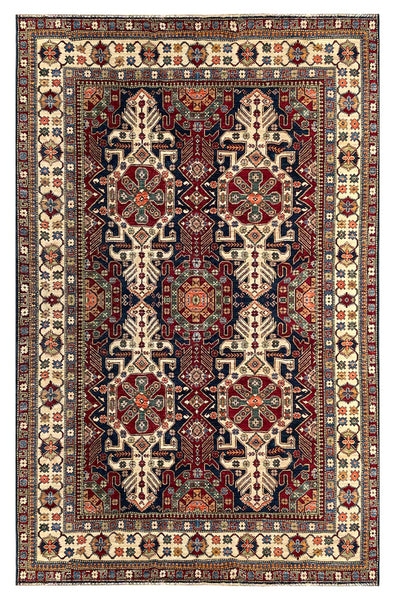 25847-Royal Kazak Hand-Knotted/Handmade Afghan Rug/Carpet Tribal/Nomadic Authentic/ Size: 9'2" x 8'0"