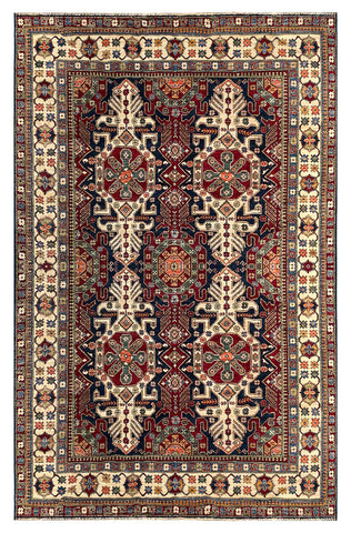 25847-Royal Kazak Hand-Knotted/Handmade Afghan Rug/Carpet Tribal/Nomadic Authentic/ Size: 9'2" x 8'0"