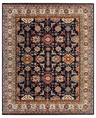 25851-Royal Kazak Hand-Knotted/Handmade Afghan Rug/Carpet Tribal/Nomadic Authentic/ Size: 9'10" x 8'0"/300cm x 244cm