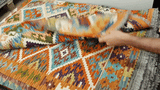25870- Kelim Hand-Woven/Flat Weaved/Handmade Afghan /Carpet Tribal/Nomadic Authentic/Size: 4'0" x 2'7"