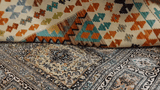 25906- Kelim Hand-Woven/Flat Weaved/Handmade Afghan /Carpet Tribal/Nomadic Authentic/Size: 9'11" x 6'8"