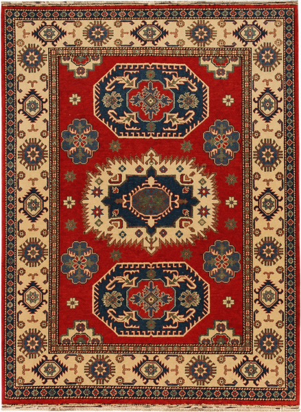 22737 - Kazak Hand-Knotted/Handmade Afghan Tribal/Nomadic Authentic/Size/: 6'10" x 4'11"/ 208cm x 150cm
