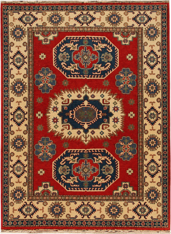 22737 - Kazak Hand-Knotted/Handmade Afghan Tribal/Nomadic Authentic/Size/: 6'10" x 4'11"/ 208cm x 150cm