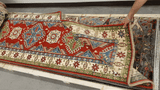 26012-Kazak Hand-Knotted/Handmade Afghan Rug/Carpet Tribal/Nomadic Authentic/ Size: 9'9" x 2'9" / 297cm x 84cm