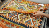26027- Kelim Hand-Woven/Flat Weaved/Handmade Afghan /Carpet Tribal/Nomadic Authentic/Size: 2'9" x 2'3"
