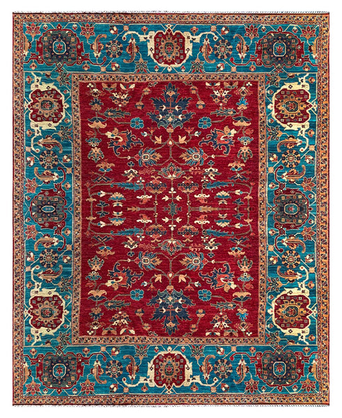 26126-Royal Chobi Ziegler Hand-knotted/Handmade Afghan Rug/Carpet Traditional Authentic/ Size: 9'9" x 7'9"