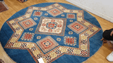 26641 - Kazak Hand-Knotted/Handmade Afghan Tribal/Nomadic Authentic/Size: 6'7" x 6'7"